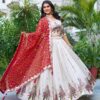 Red Tissue silk lehenga choli Right