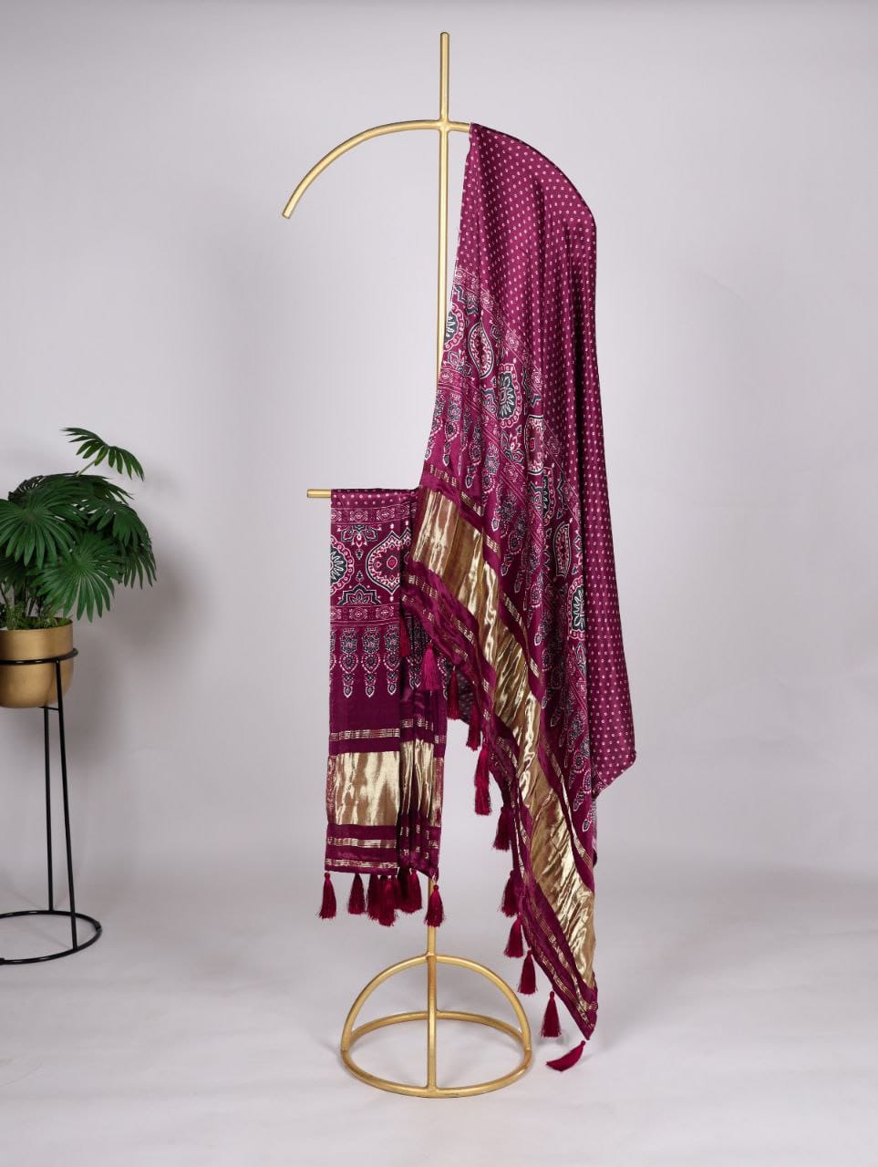Rosewood Printed Gaji Silk Dupatta
