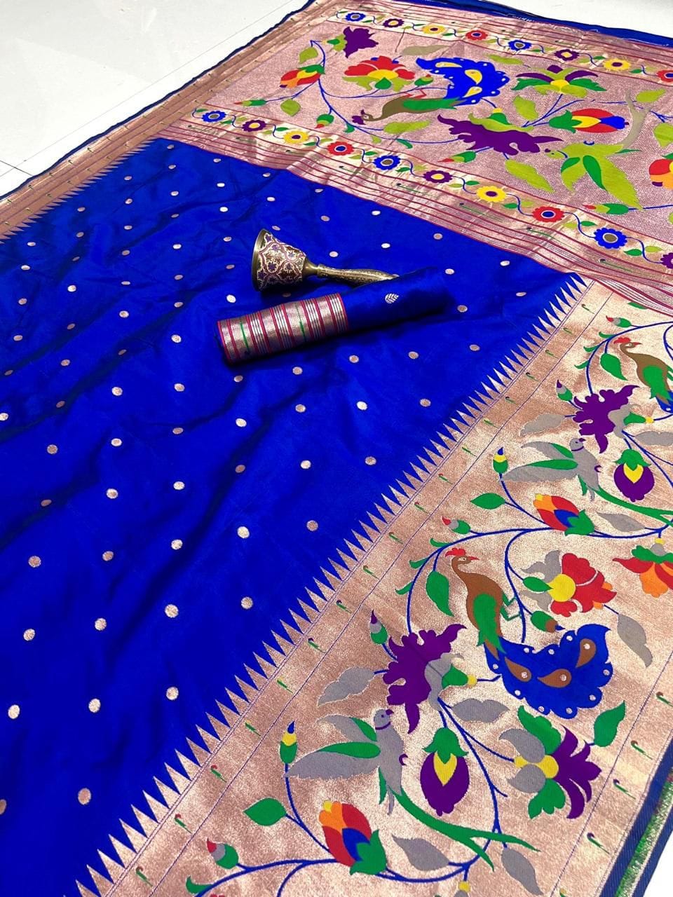 Royal Blue Soft Kanjivaram Pethani Silk Saree Royal Blue Soft Kanjivaram Pethani Silk Saree