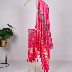 Tomato Printed Gaji Silk Dupatta