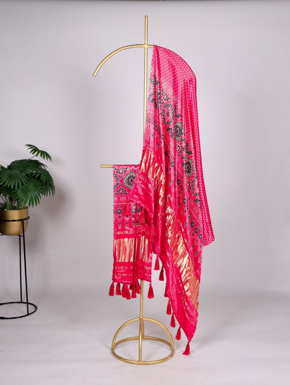 Tomato Printed Gaji Silk Dupatta