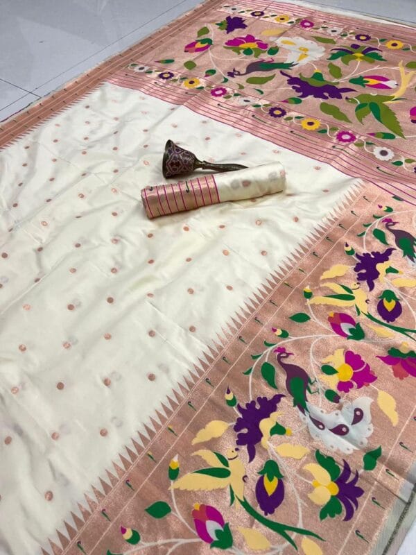 White Soft Kanjivaram Pethani Silk Saree