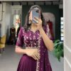 Wine Vichitra Silk Lehenga Choli Zoom