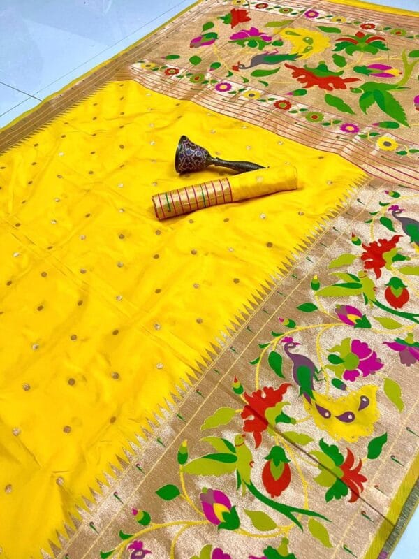 Yellow Soft Kanjivaram Pethani Silk Saree