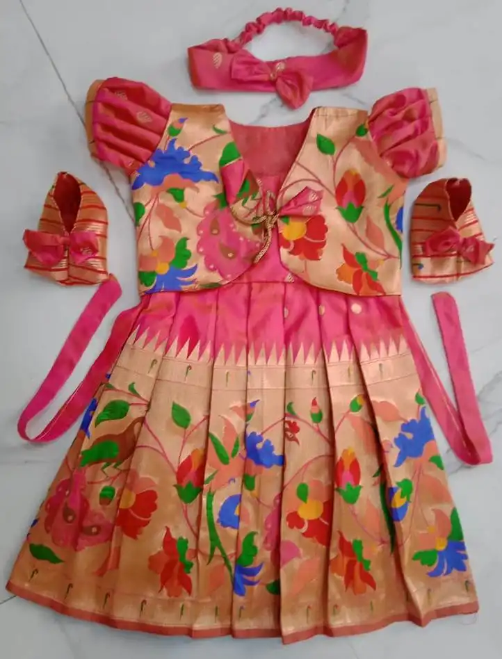 Dhup Chav Paithani Frock Set Front