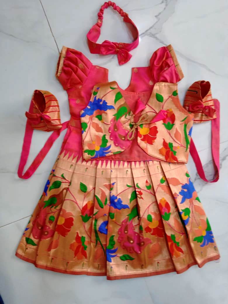 Dhup Chav Paithani Frock Set Sep Front