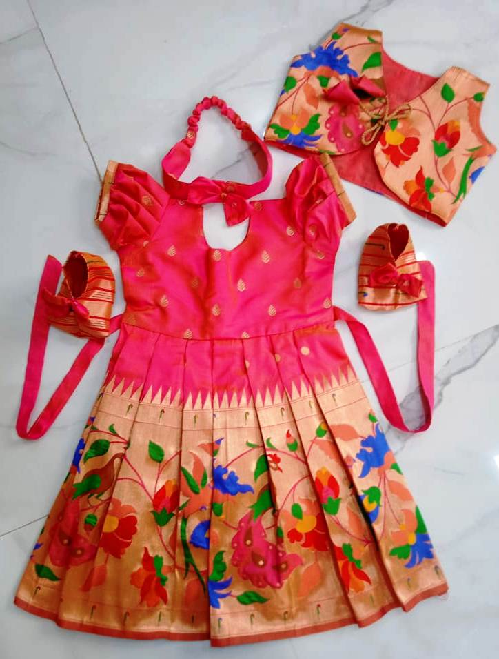 Dhup Chav Paithani Frock Set Separate