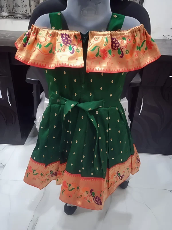 Green Designer Paithani Back Front D1
