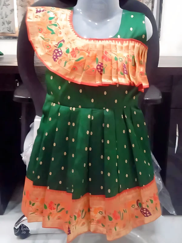 Green Designer Paithani Frock D2