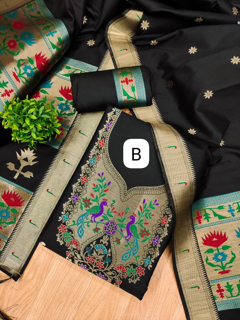 Makar Sankranti Special Paithani Suite in Black