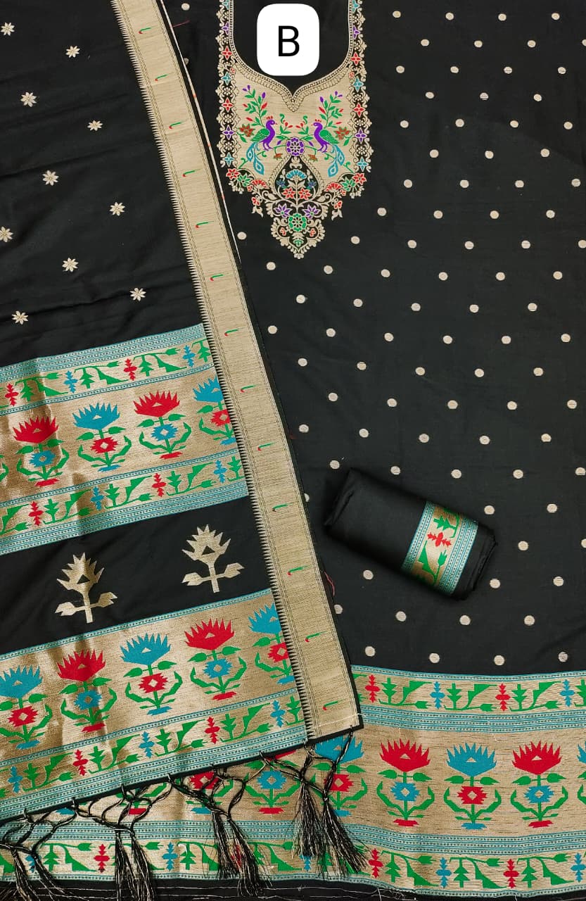 Makar Sankranti Special Paithani Suite in Black