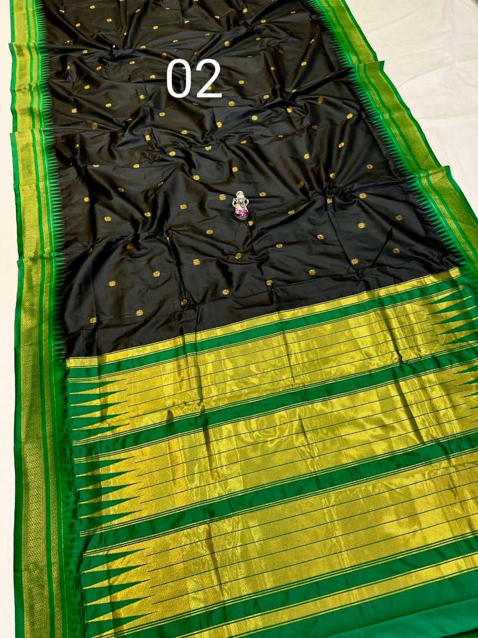 Makar Sankranti Special Black Saree with Green Border