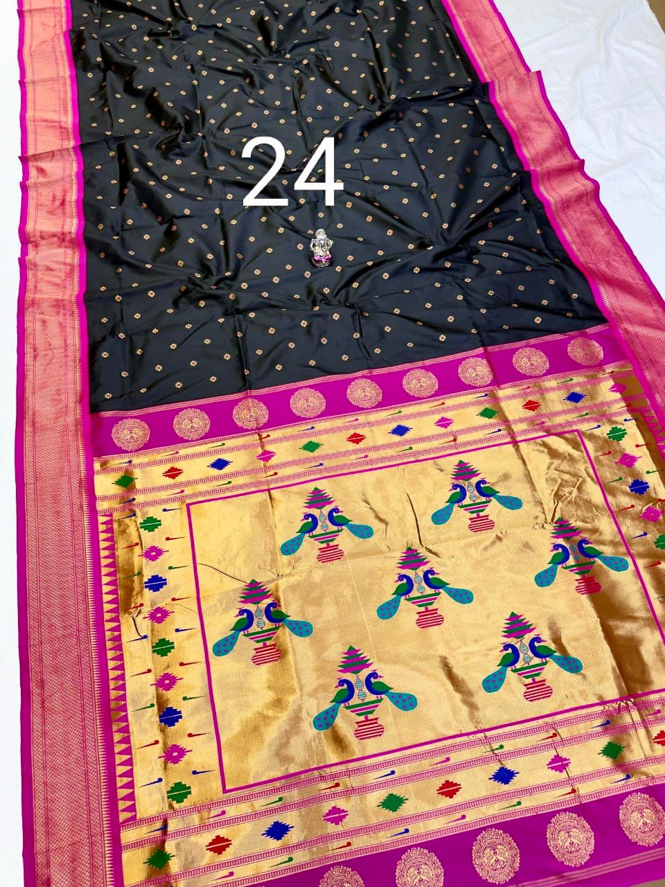 Makar Sankranti special black saree with vibrant border.