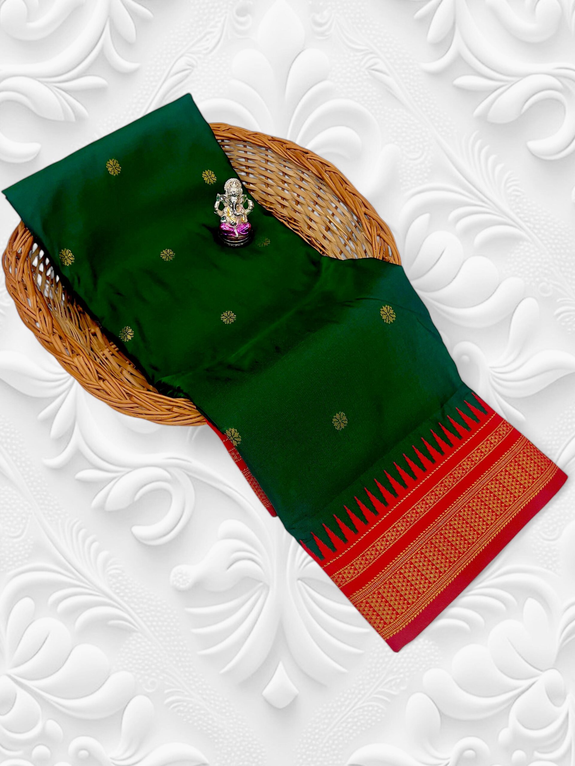 Product image for Elegant Half Silk Irkal Paithani with Contrast Blouse