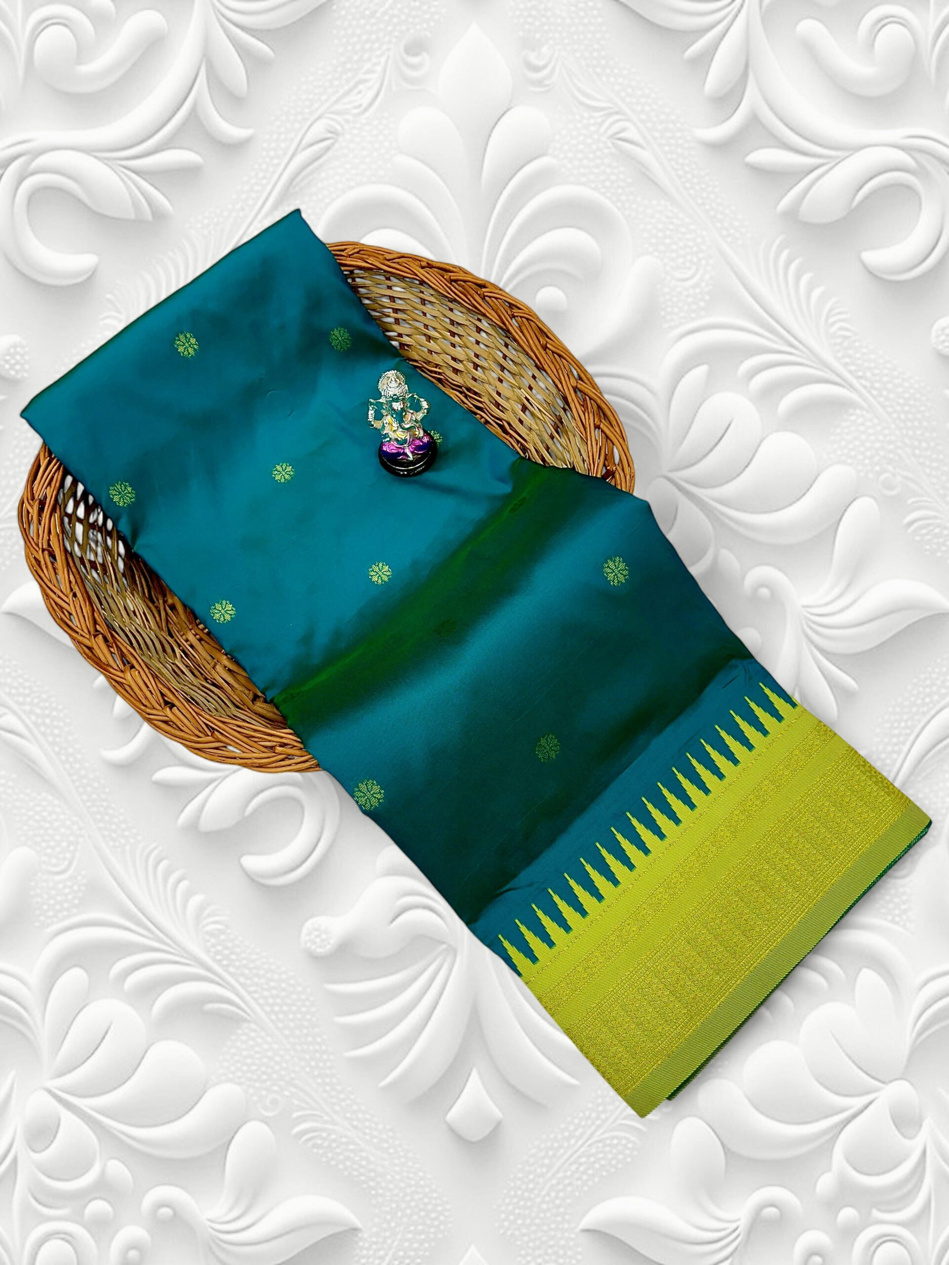 Product image for Elegant Half Silk Irkal Paithani with Contrast Blouse