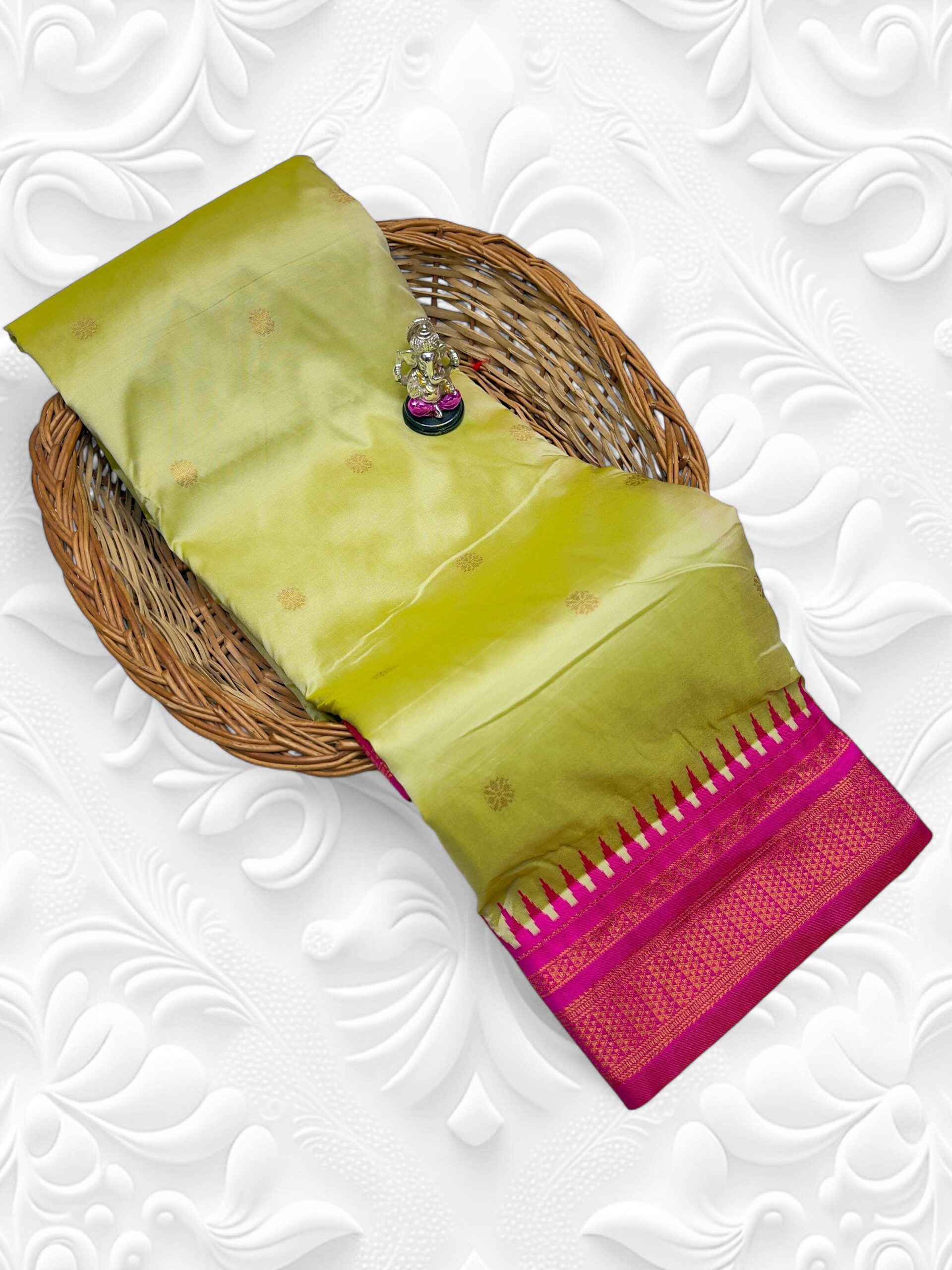 Product image for Elegant Half Silk Irkal Paithani with Contrast Blouse