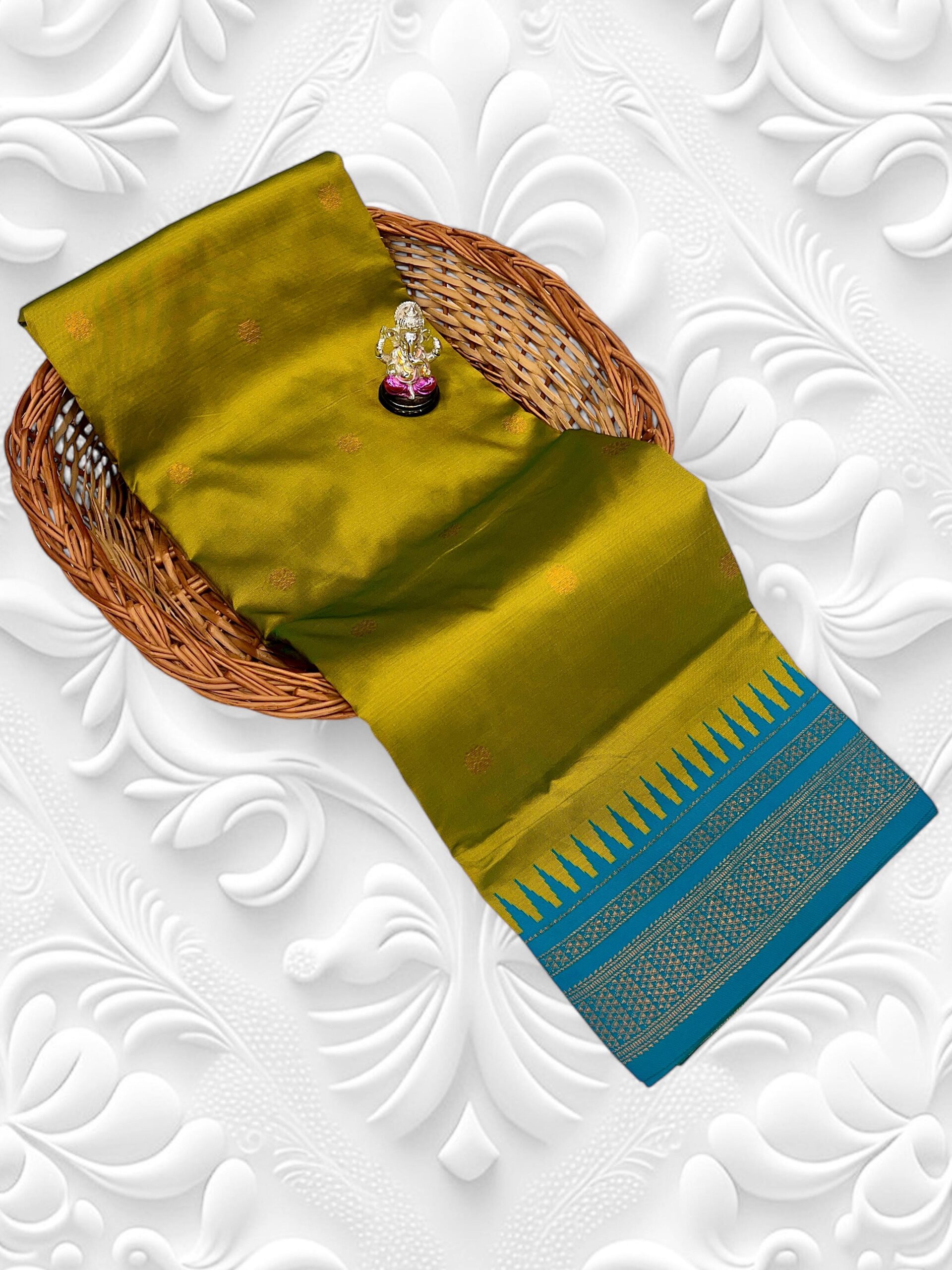 Product image for Elegant Half Silk Irkal Paithani with Contrast Blouse