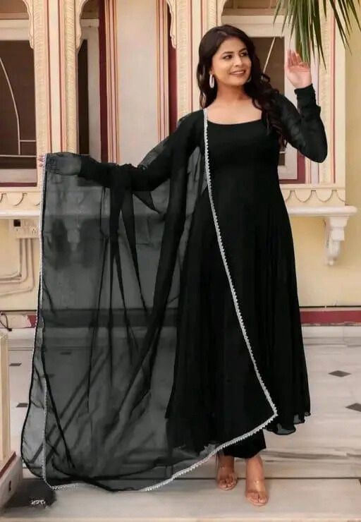 Georgette Gown with Dupatta | Elegant Party Wear Anarkali Gown for Women