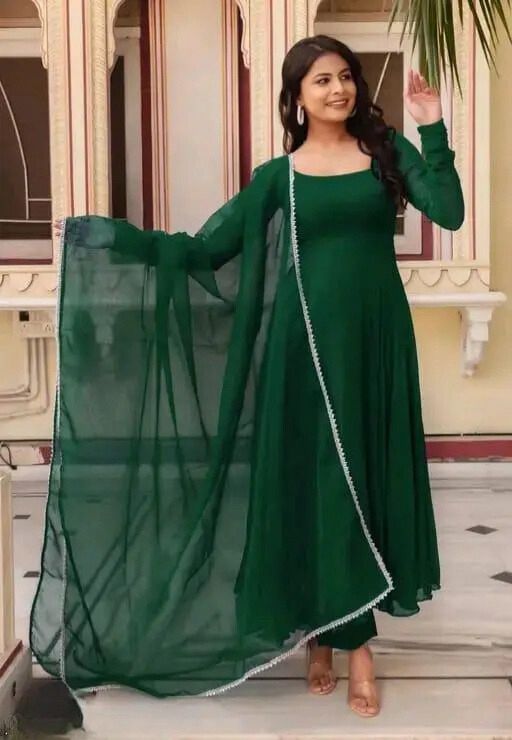 Georgette Gown with Dupatta | Elegant Party Wear Anarkali Gown for Women