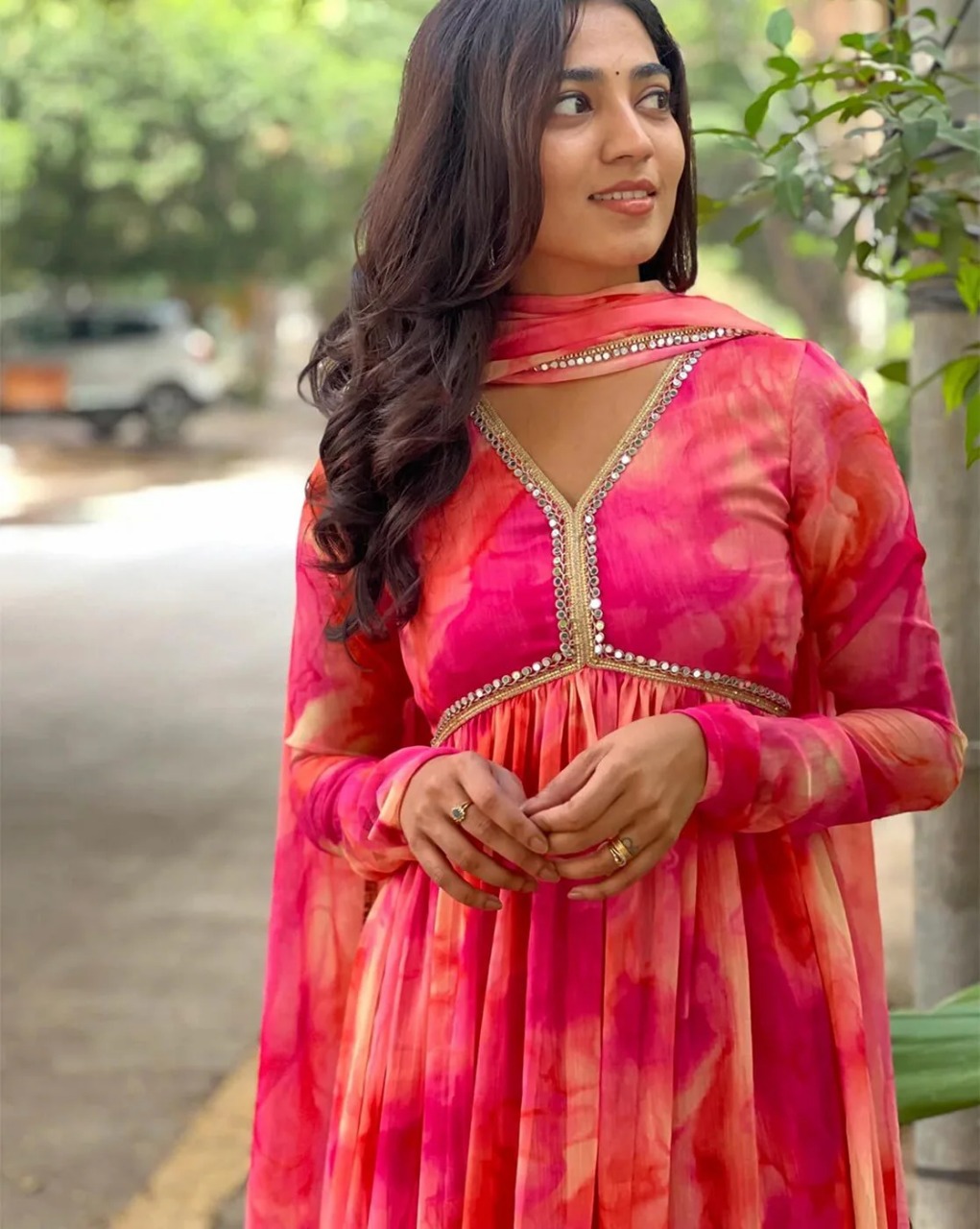 Georgette Gown with Dupatta | Elegant Party Wear Anarkali Gown for Women