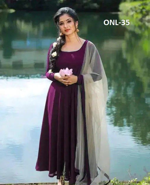 Georgette Gown with Dupatta | Elegant Party Wear Anarkali Gown for Women