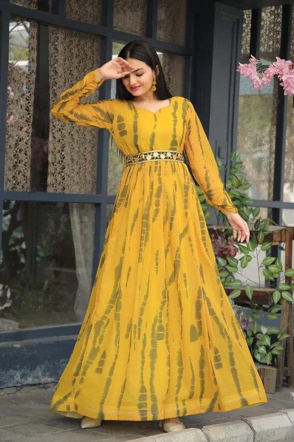 Georgette Gown with Dupatta | Elegant Party Wear Anarkali Gown for Women