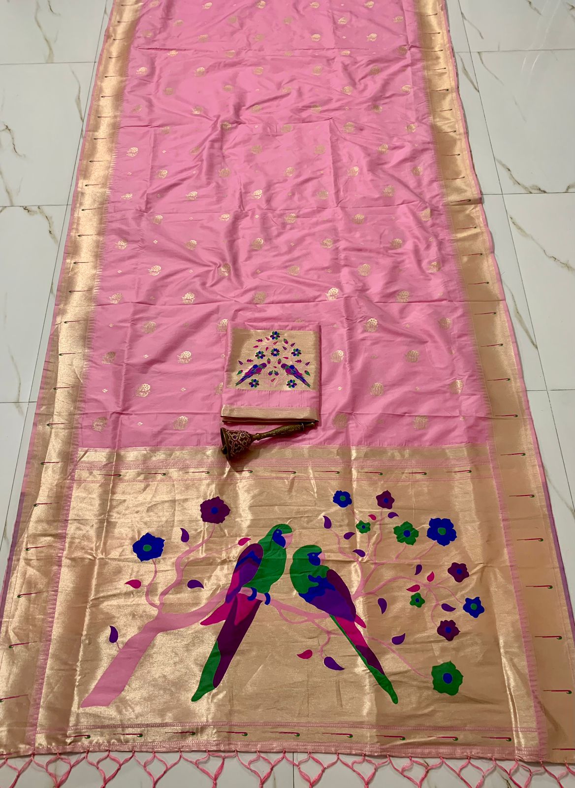 Bridal Nauvari Paithani Saree | Pure Kanchivaram Silk | Original Zari Peacock Design
