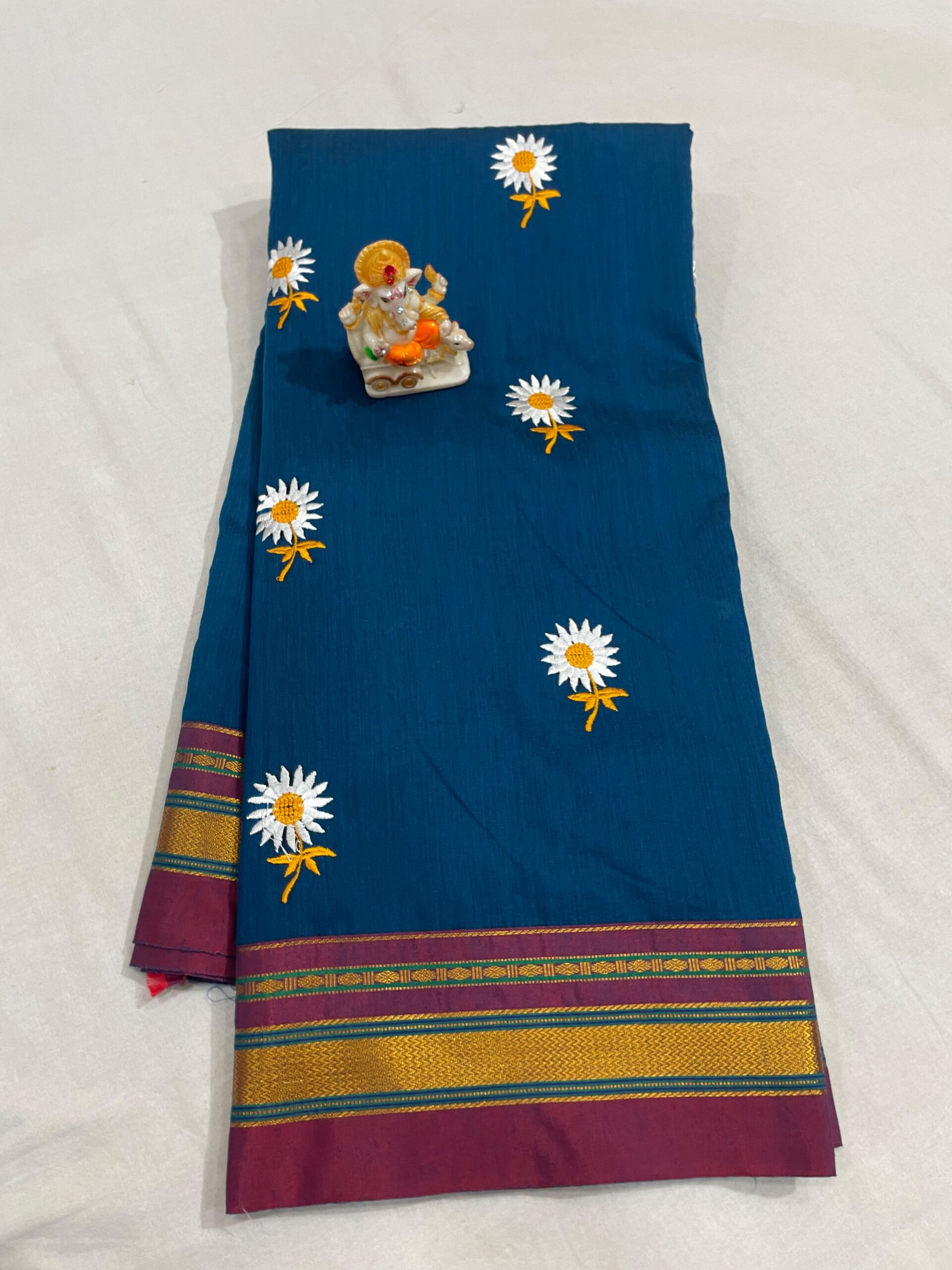 Elegant Sunflower Cotton Acrylic Saree – Rugved Collection