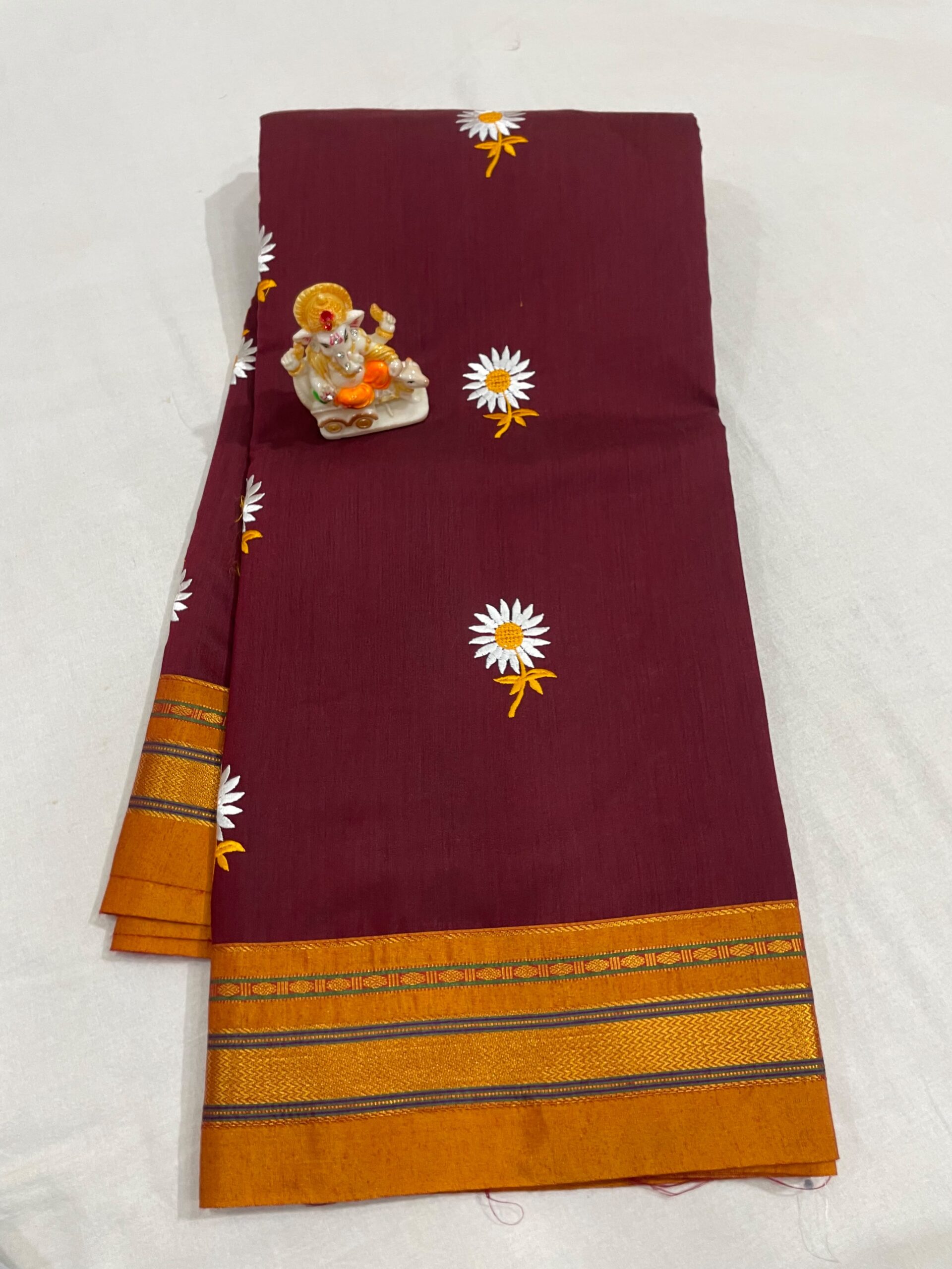 Elegant Sunflower Cotton Acrylic Saree – Rugved Collection