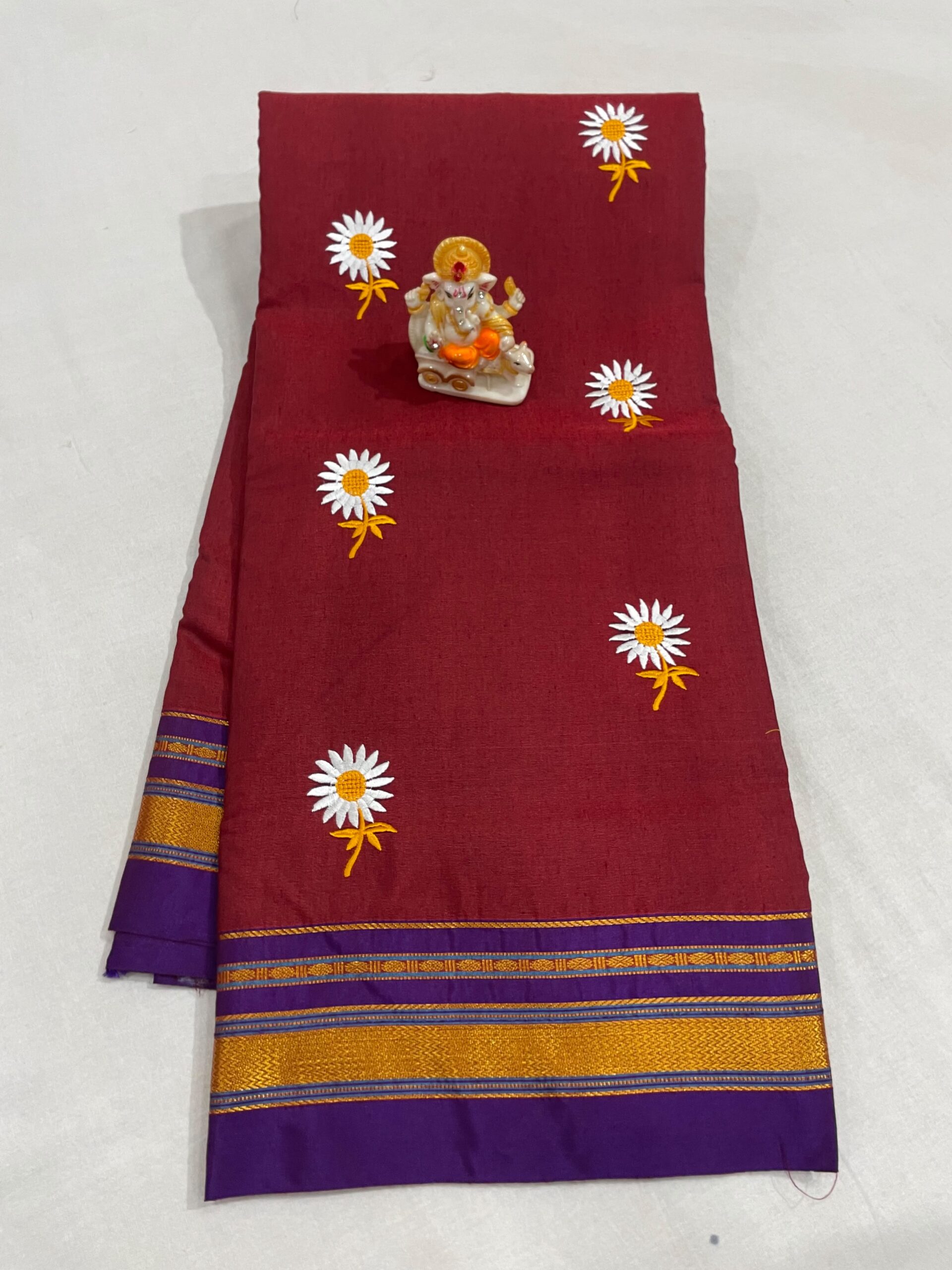 Elegant Sunflower Cotton Acrylic Saree – Rugved Collection