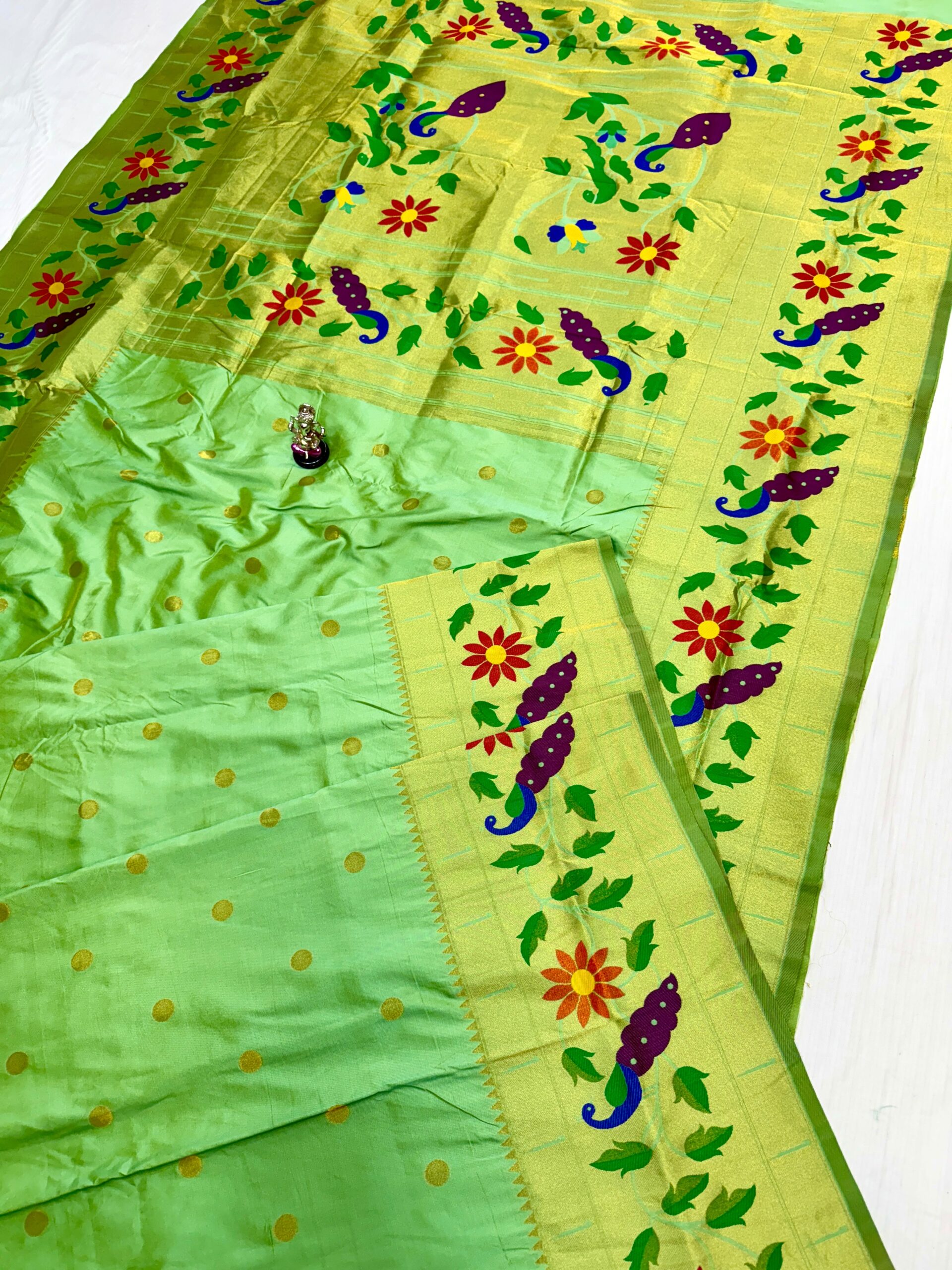 Leafy Green_01 Radha Rani Brocade Paithani Soft Silk Blouse