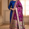 Premium Banarasi Silk Flower Dupatta – Elegant Floral Ethnic Dupatta for Women