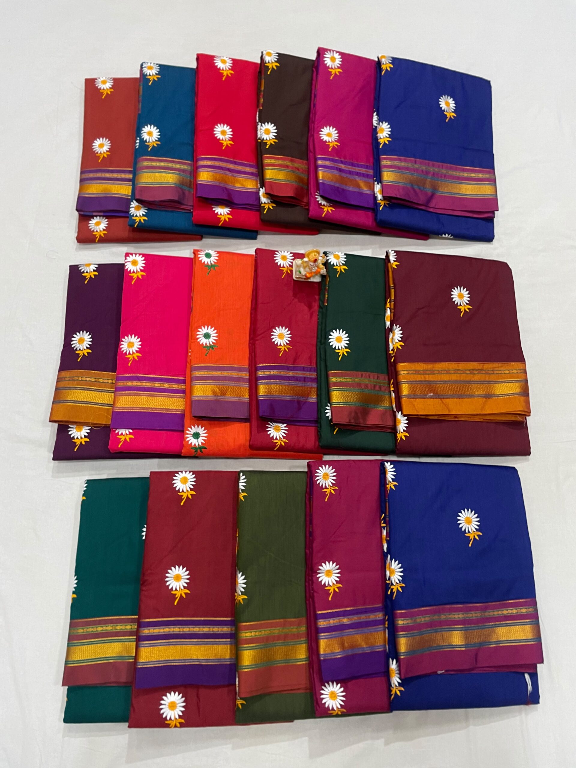 Sunflower Cotton Acrylic Saree with Kasuti Work & Multicolor Pallu for Women