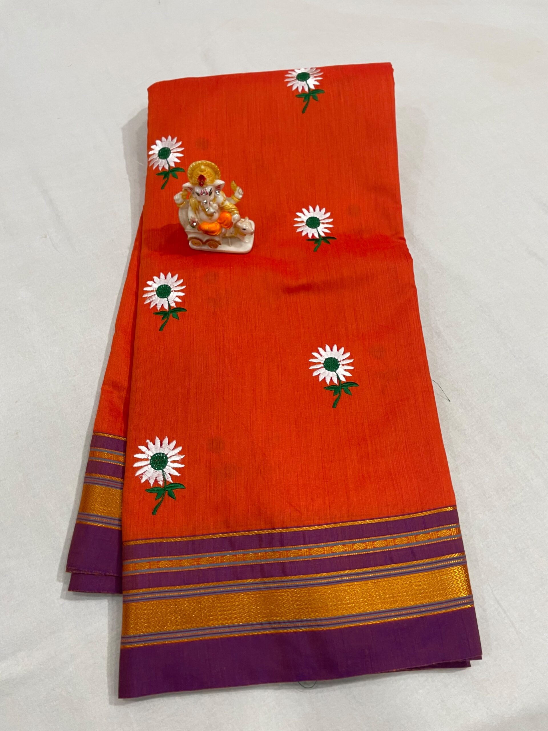 Elegant Sunflower Cotton Acrylic Saree – Rugved Collection