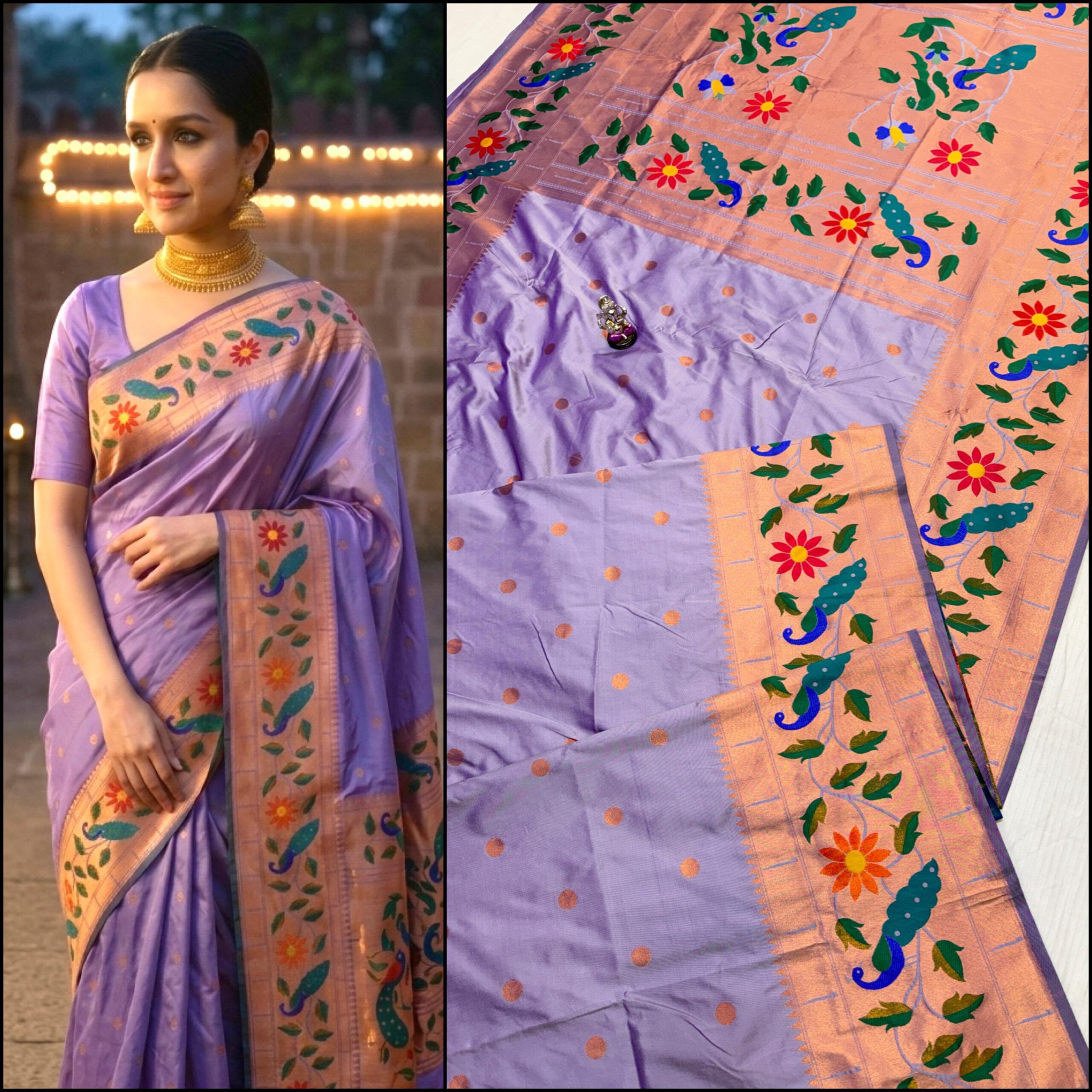 Pastel Purple_02 Radha Rani Brocade Paithani Soft Silk Blouse