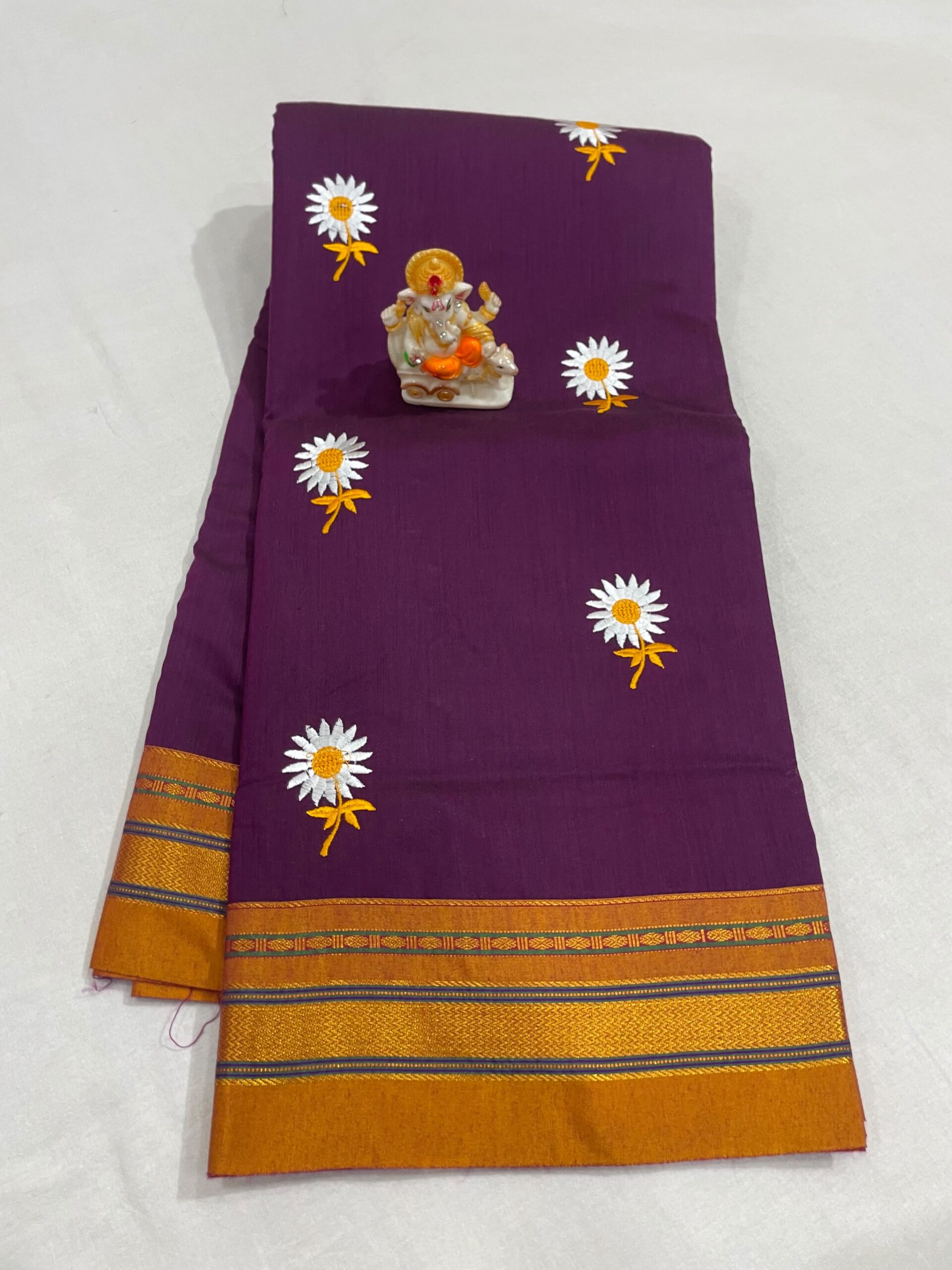 Elegant Sunflower Cotton Acrylic Saree – Rugved Collection