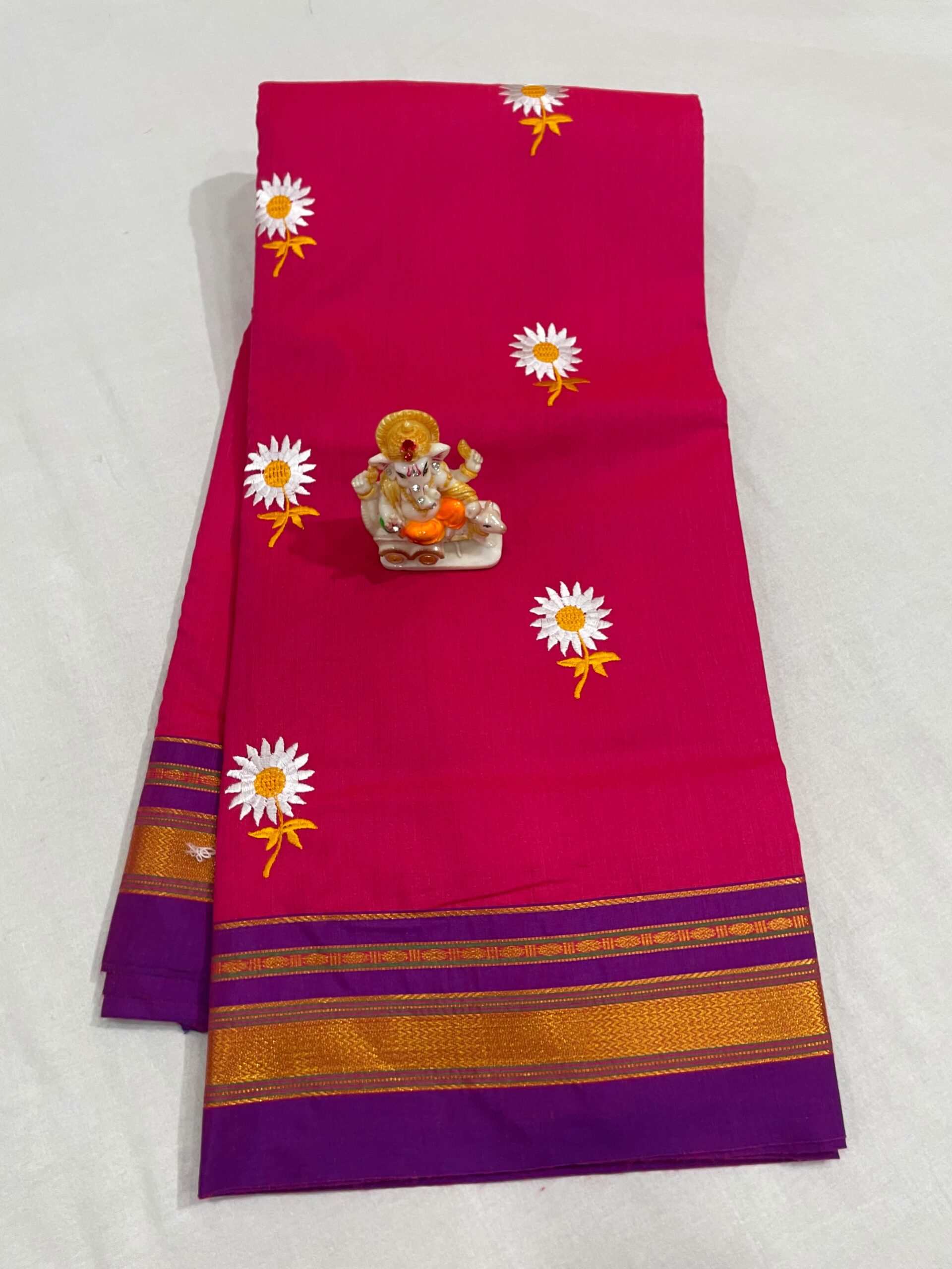 Elegant Sunflower Cotton Acrylic Saree – Rugved Collection