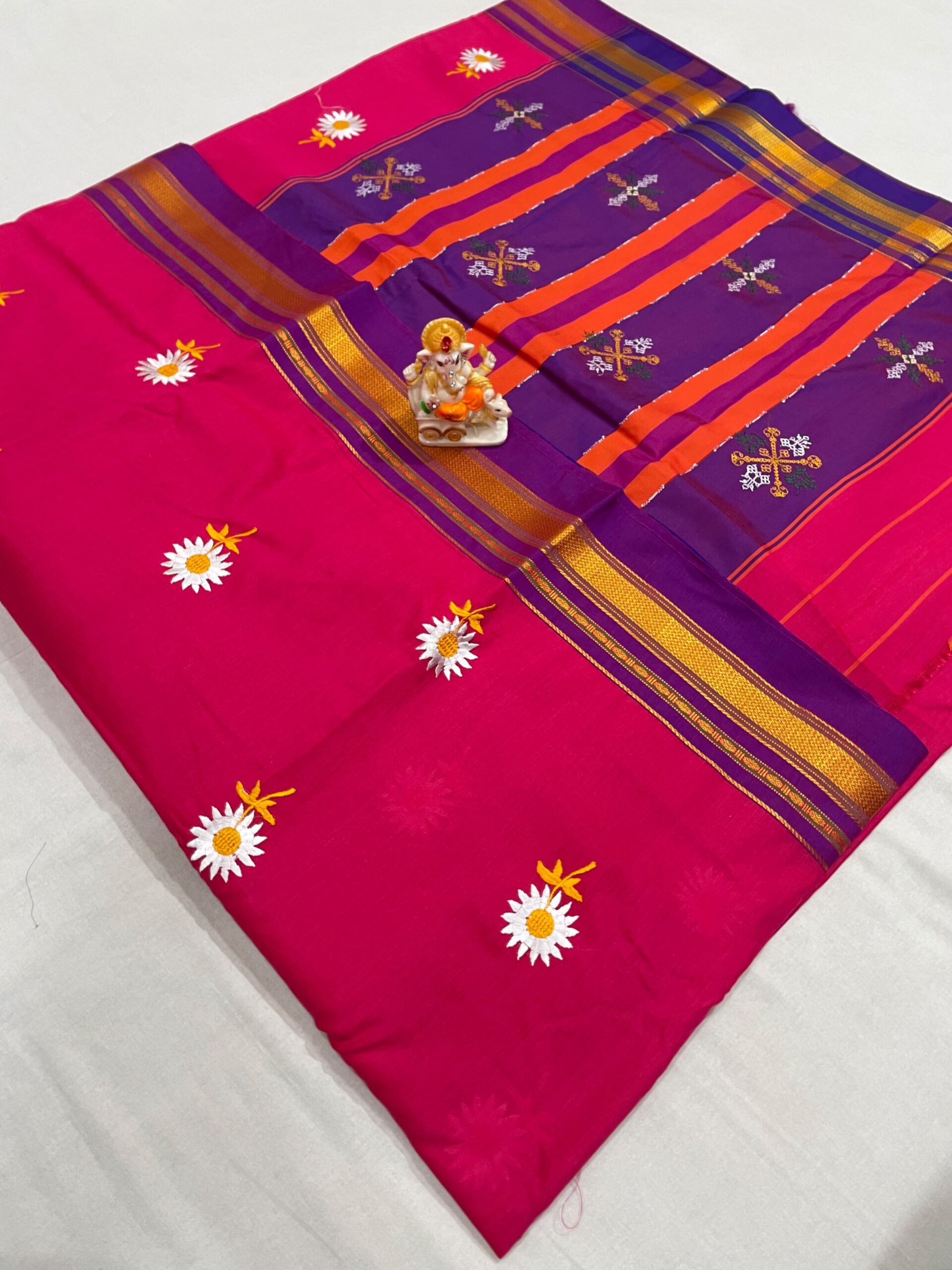 Elegant Sunflower Cotton Acrylic Saree – Rugved Collection