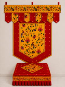 Premium Paithani Ganpati Decoration Set | Toran Backdrop Chaurang Cover
