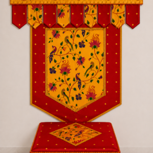 Premium Paithani Ganpati Decoration Set | Toran Backdrop Chaurang Cover