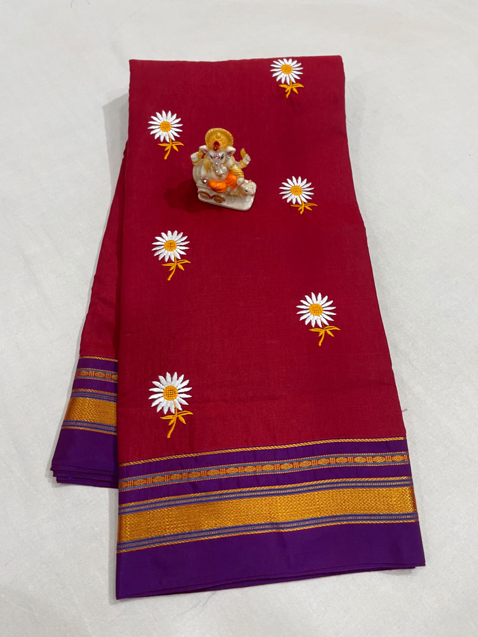 Elegant Sunflower Cotton Acrylic Saree – Rugved Collection