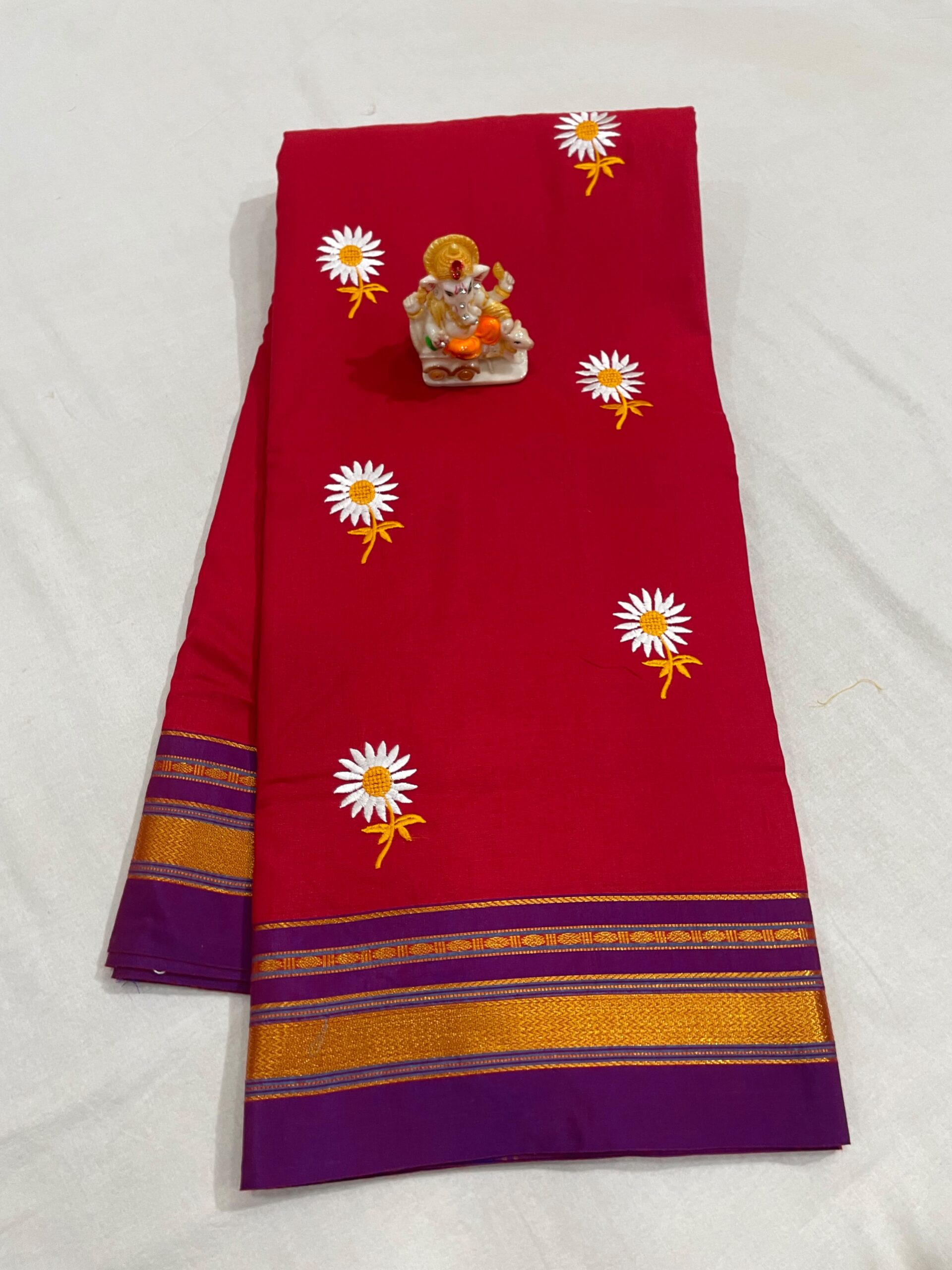 Elegant Sunflower Cotton Acrylic Saree – Rugved Collection