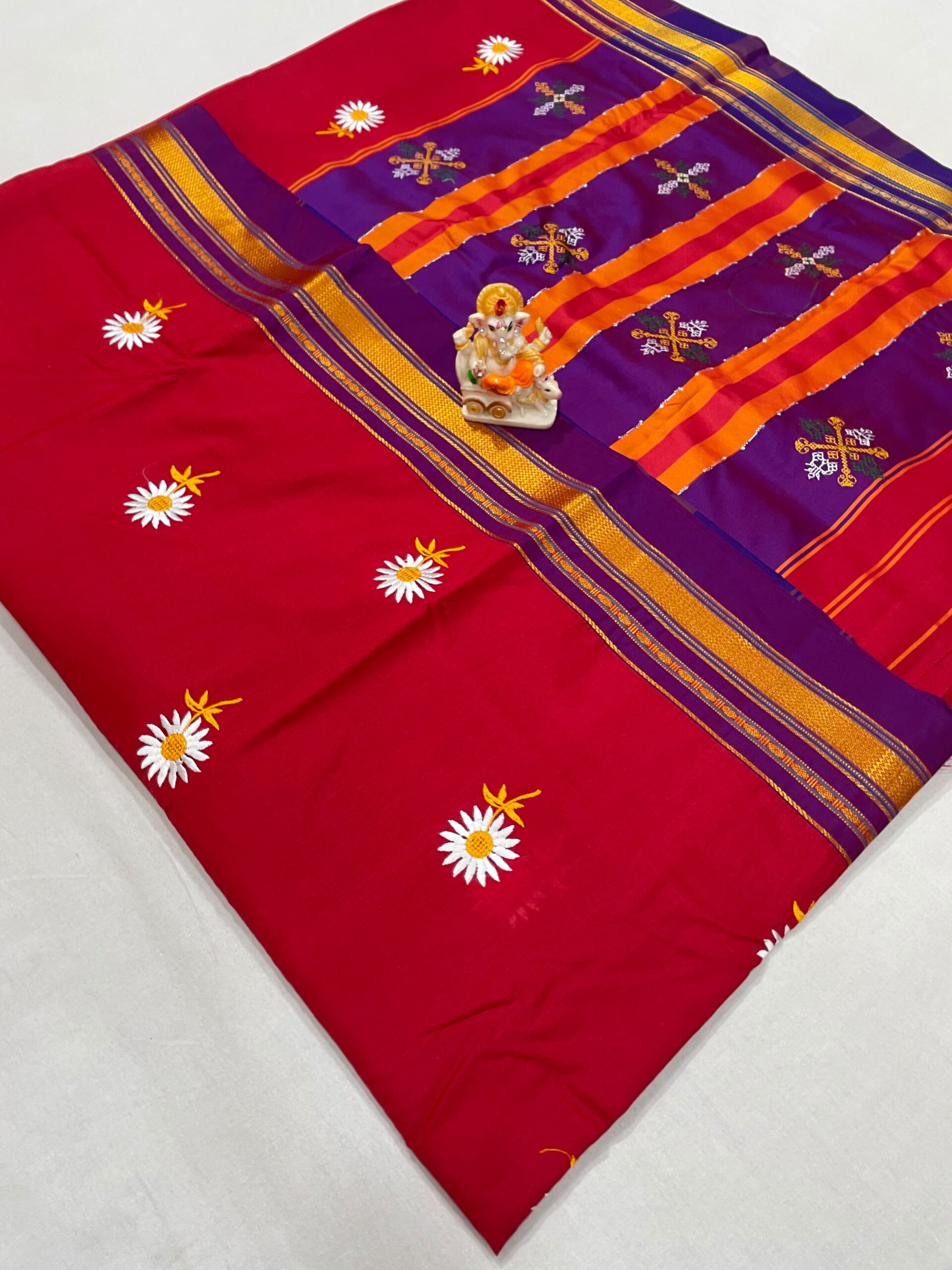Elegant Sunflower Cotton Acrylic Saree – Rugved Collection