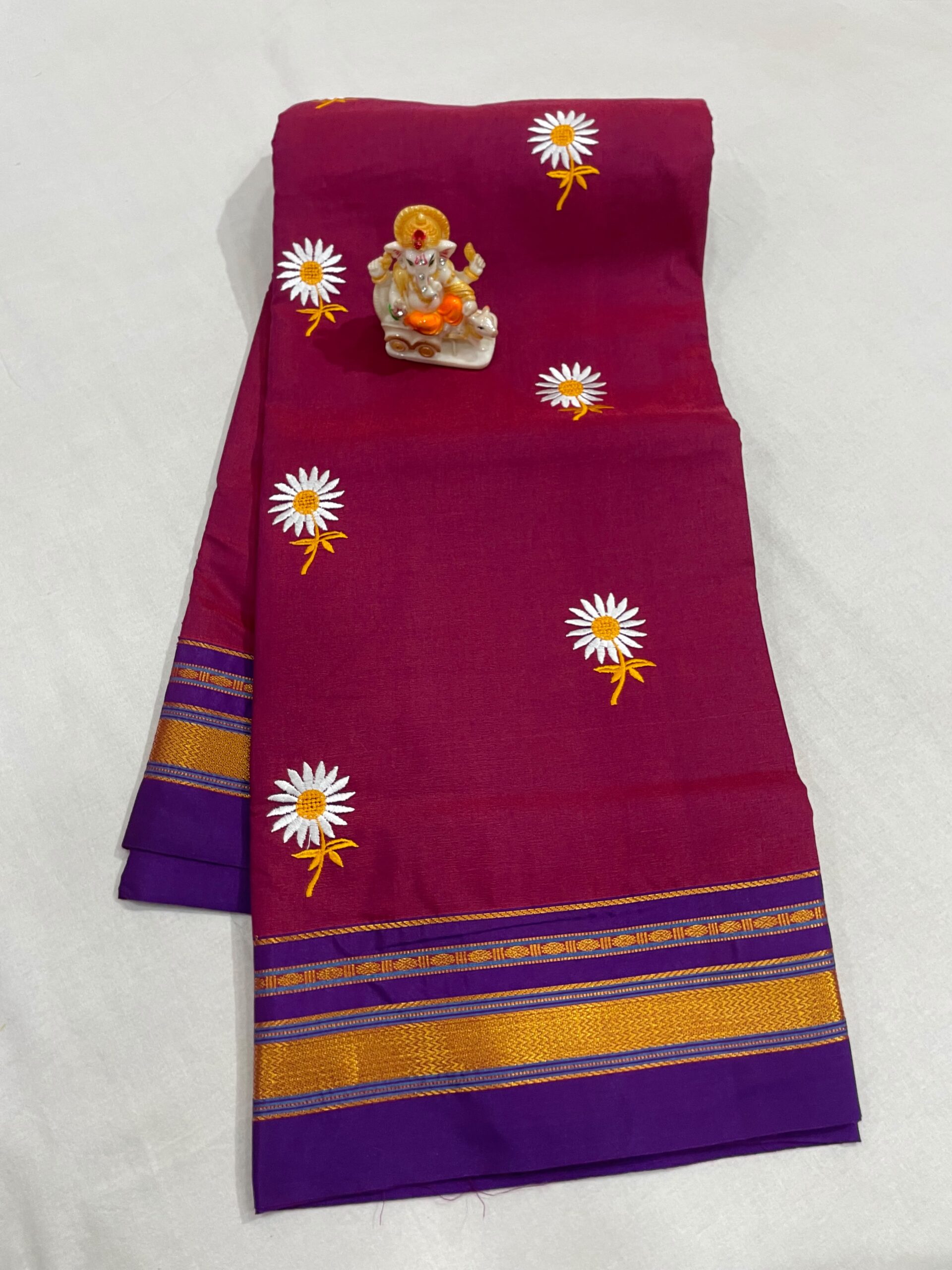 Elegant Sunflower Cotton Acrylic Saree – Rugved Collection