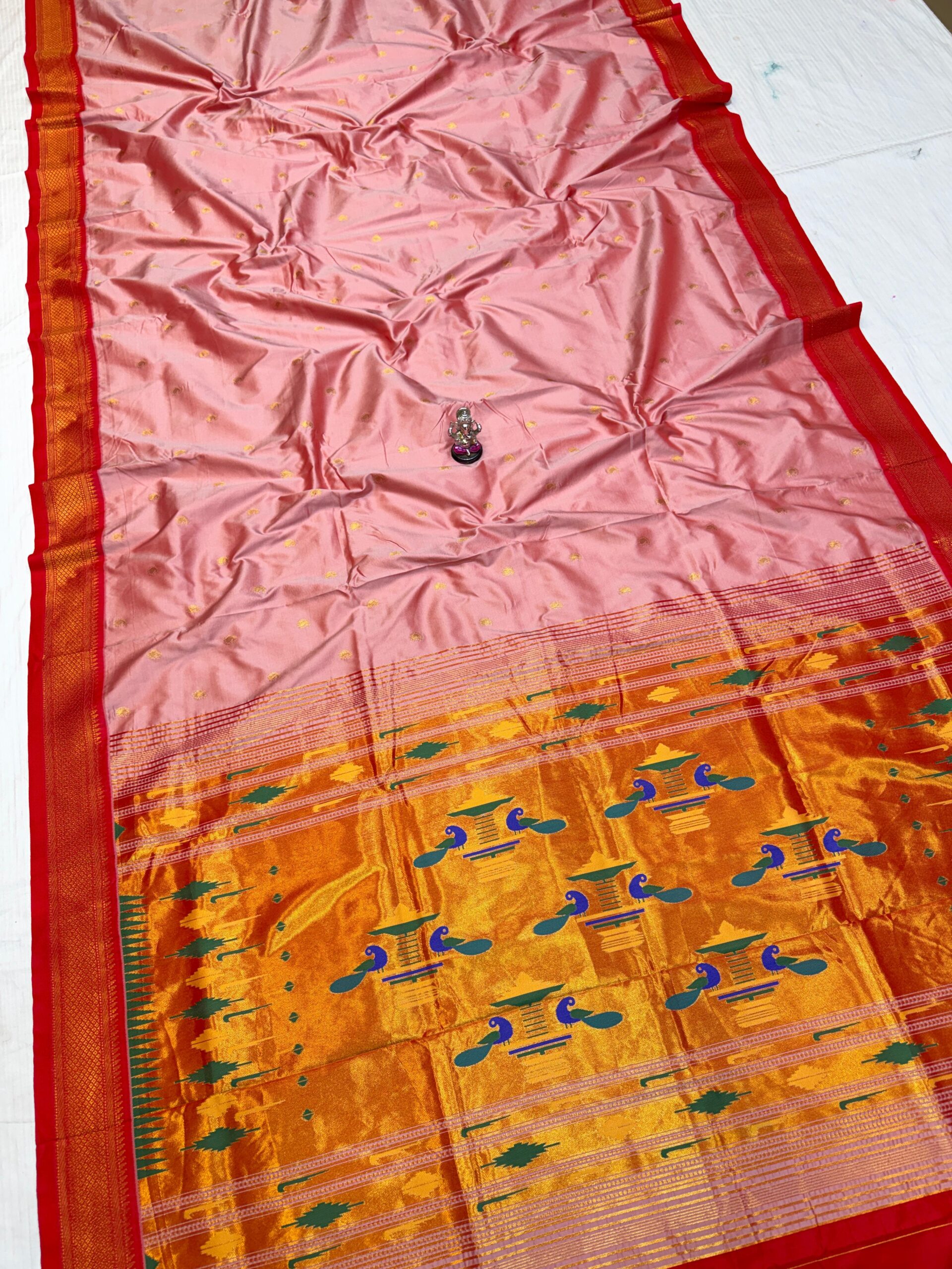 Yeola Double Pallu Semi Paithani Katan Silk Saree