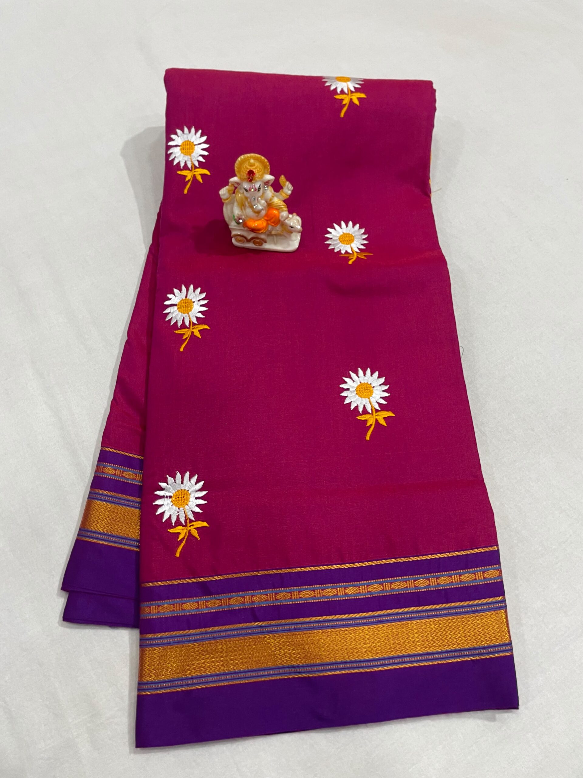 Elegant Sunflower Cotton Acrylic Saree – Rugved Collection