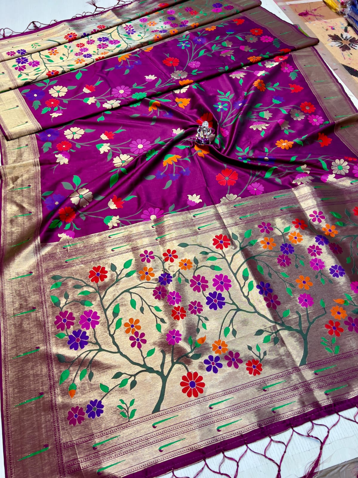 Fancy Flower Dupatta – Premium Banarsi Silk