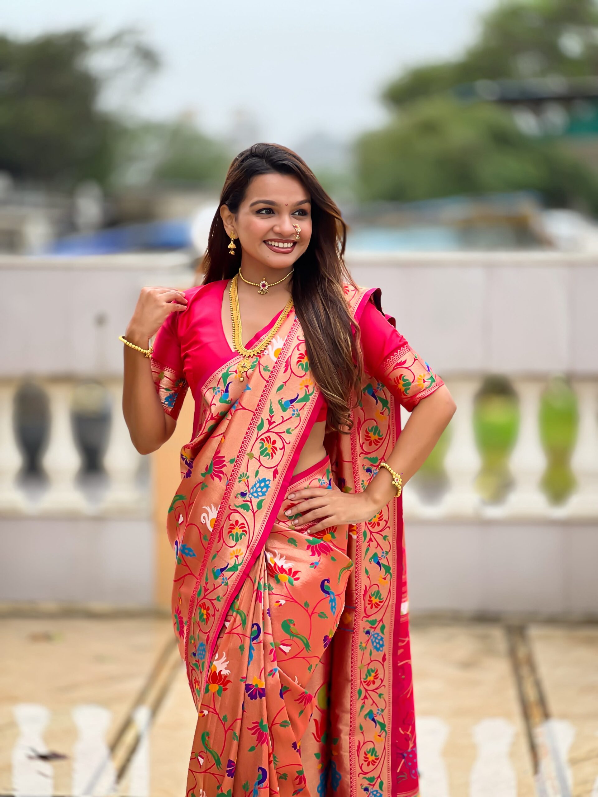 Rani Pink Kanjivaram Paithani Zoom