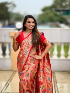 Red Kanjivaram Paithani Zoom
