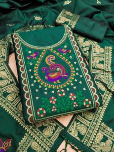 Elegant Paithani Style Unstitched Dress Material